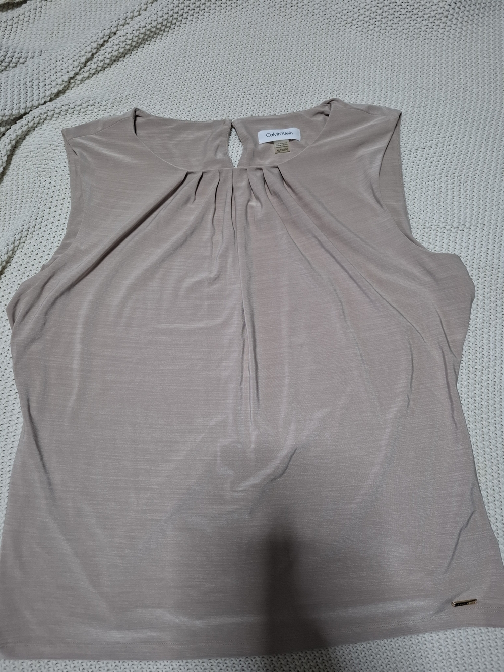 Calvin Klein Sleeveless Pintuck Mock Neck Top - Blush